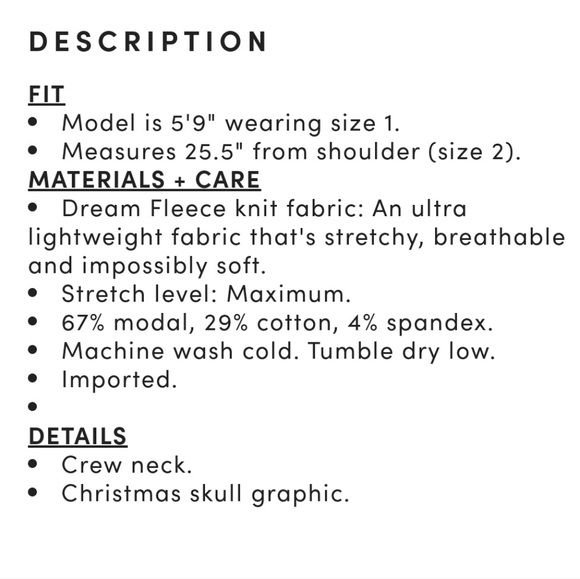 Torrid Holiday Skull Sleep Sweatshirt - Picture 5 of 7